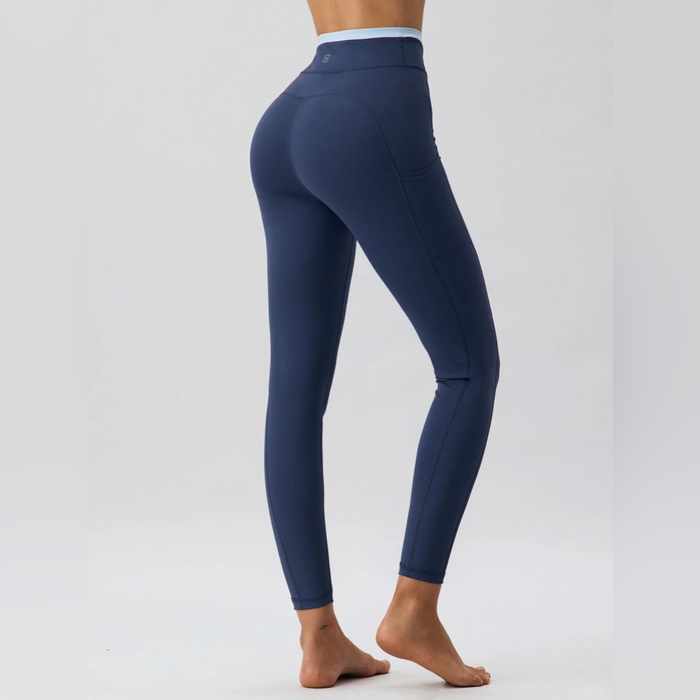Berlook Activewear Navy Natural Waisted Leggings 25" - Picture 2 of 7